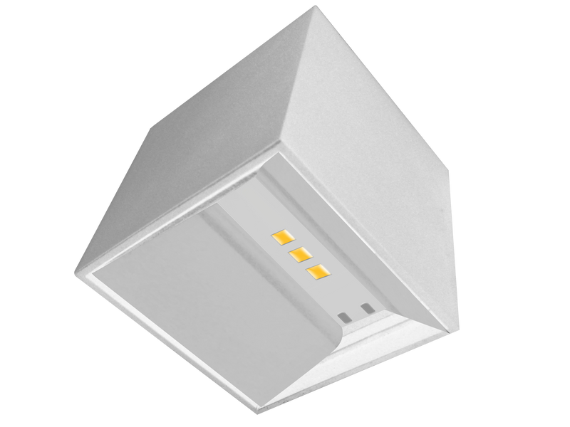 Luminario mini cubo con doble salida de luz ajustable independiente para crear efectos geométricos 2W luz cálida de iLumileds