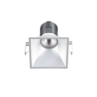 Downlight cuadrado de bajo deslumbramiento fabricado de policarbonato MOODY SQUARE 100 FIX, para lámpara MR16, opción acabados blanco o negro mate de LAMP