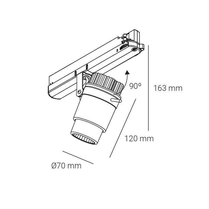 Proyector blanco para riel (3 vías) PROLIT 11.8w 1930lm 32° opciónes color luz neutro cálido y neutro de Normalit