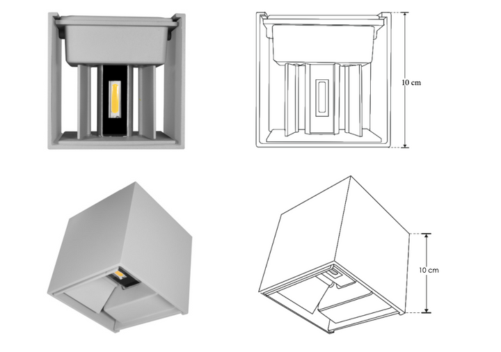 Luminario cubico con doble salida de luz ajustable independiente para crear efectos geométricos 6W luz cálida de iLumileds
