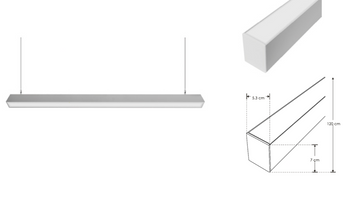 Luminario lineal para suspender o sobreponer 1.20m de longitud con difusor plano 36W 100-277V opciones color de luz de iLumileds