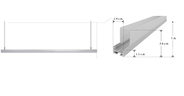 Luminario lineal para suspender 1m de longitud con difusor dropdown 28.8W 127V opciones color de luz de iLumileds
