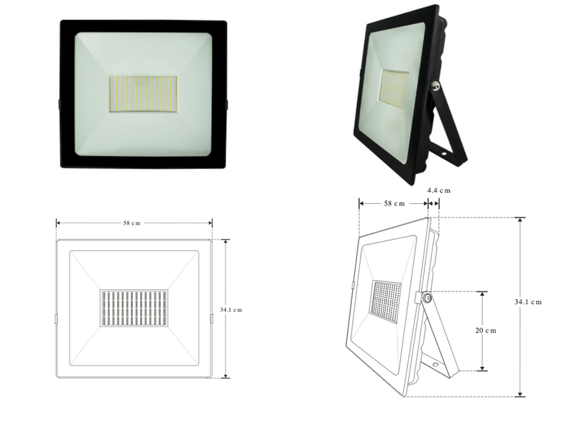 Reflector LED plano 200W 120° fabricado en aluminio, opción de color de luz cálido y frío de iLumileds