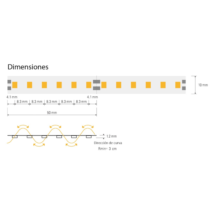 Tira LED UP STRIP 12.8W/m 24V con 120 chips/m rollo de 5m opciones color de luz con adhesivo de AURO Lighting