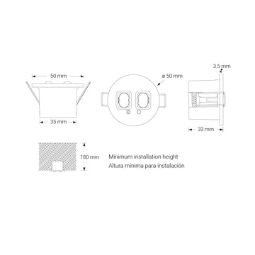 Luminario de emergencia Via R para empotrar uso exterior acabado blanco, opciones de Flujo (lm) y Autonomía (Hr) de Normalux