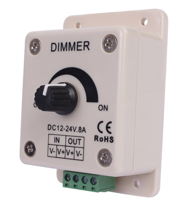 Atenuador (PWM) manual rotatorio para tira LED, 72W-12V cc  144W-24V cc de iLumileds