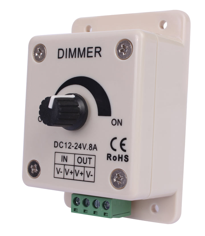 Atenuador (PWM) manual rotatorio para tira LED, 72W-12V cc  144W-24V cc de iLumileds