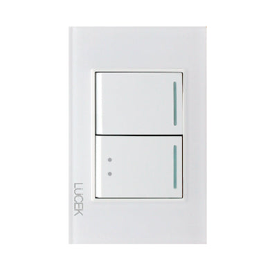Placa con 1 interruptor sencillo y 1 de escalera de 1.5 módulos linea Premium Cristal de Lucek
