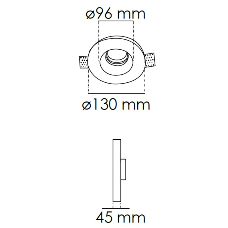 Downlight Trimless Cirular (Ø13cm) de Yeso para instalación invisible, para foco MR16 de Adir (incluye portalámpara GU5.3)
